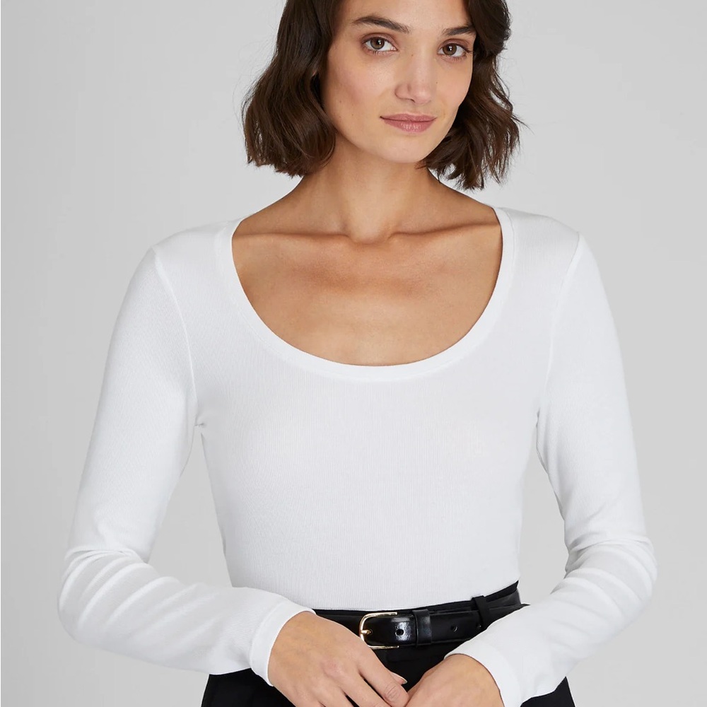 Club Monaco Carolena Scoop Neck Long Sleeve Top - purple-gray